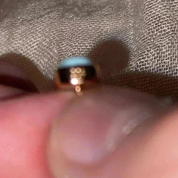 Natural Larimar gemstone set in rose gold plated sterling silver stud earrings - Picture 11 of 12